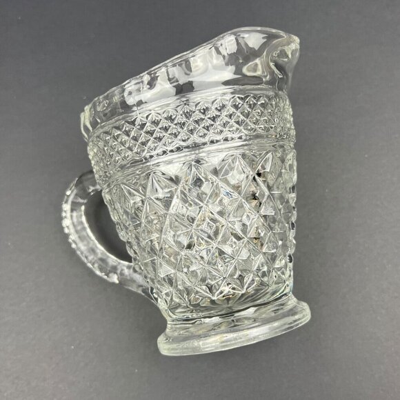 Anchor Hocking Wexford Glass Creamer Crystal Diamond Cut‎ Pattern - Picture 3 of 6
